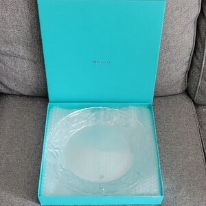 Tiffany & Co Vintage 12in Crystal Platter Rock Cut Pattern in Signature Blue Box